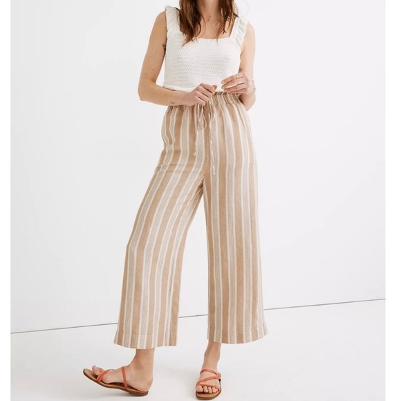 Madewell Pants - NWT Madewell Smocked Huston Linen Crop Pants